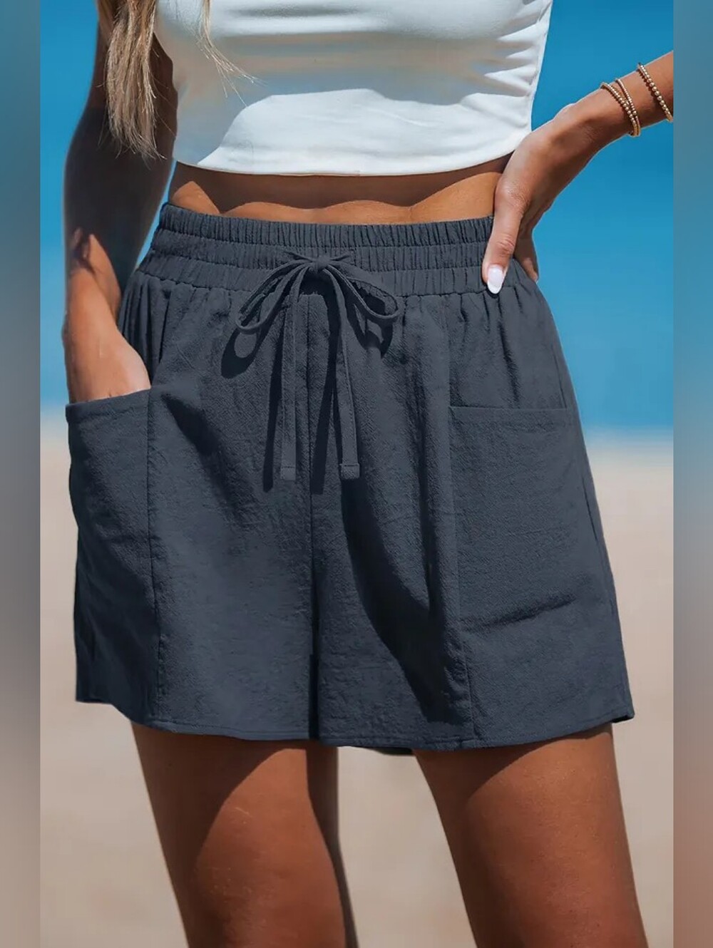 Navy Elastic Waist Loose Leg Shorts 💥 BRAND NEW 💥